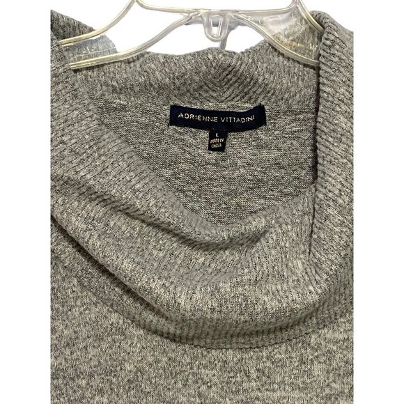 Adrienne Vittadini Cowl Neck Gray Pull Over Sweater Women's Size Large NWT - Picture 3 of 10